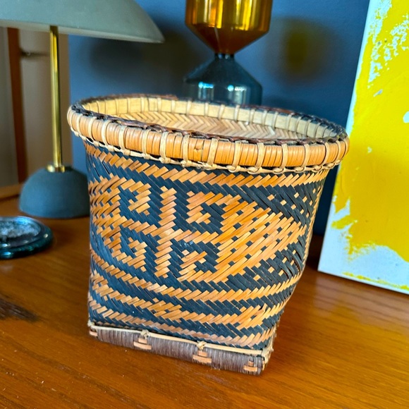 Palawan Accents Double Weave Tribal Geometric Basket Vintage